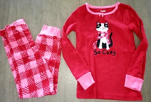 GYMBOREE girls size 5 PAJAMAS SLEEPWEAR 2 PC SET CAT PINK RED LONG SLEEVE CUTE! - Picture 1 of 1