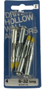 6-32 Drywall Hollow Wall Anchors 4-Pack - Picture 1 of 1