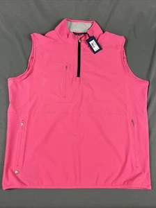 Peter Millar Golf Vest Crown Crafted 1/2 Zip Large Begonia Pink NWT MSRP $158 - Picture 1 of 11
