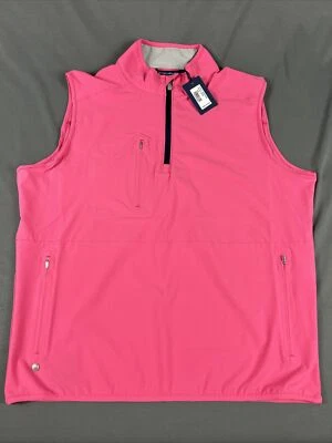 Peter Millar Golf Vest Crown Crafted 1/2 Zip Large Begonia Pink NWT MSRP $158 - Image 1 of 4