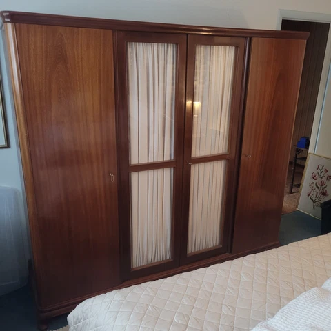Mid Century Modern Bedroom Set From Germany Mahogany Wood Bed Armoire Dresser Cover
