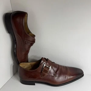 Magnanni Monk Strap Cognac Brown Leather Shoes Men's Size 10.5 19667 - Picture 1 of 15