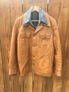 Klassische Lederjacke Herren Vintage 40 Karmel Hellbraun - Bild 1 von 10