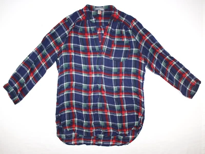 Market & Spruce Blouse Shirt Women's M 100% Rayon Lightweight Plaid Blue - Image 1 of 4
