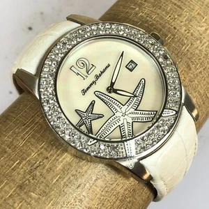 Tommy Bahama Bimini Starfish Women Silver Tone Date Leather Band Quartz Watch 7" - Picture 1 of 13