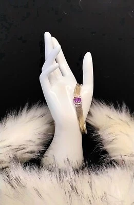 MILOR Italy 🇮🇹 925 Silver 6 Strands 3 Amethyst Stones 7.5"L×3/8"W Bracelet Ma1 - Image 1 of 4