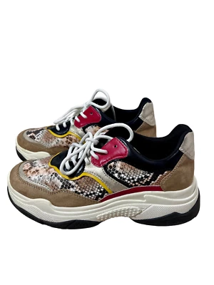 S Oliver Platform Trainers UK5.5 EU38 Brown Red Snake Skin Pattern Shoes - Image 1 of 4