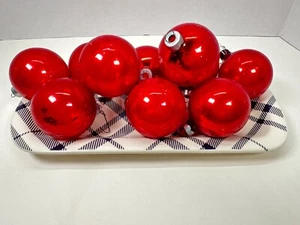 Vintage Glas Weihnachten rot 2,5" Kugeln - Made in USA - 12er Set, alle haben Tops - Bild 1 von 7