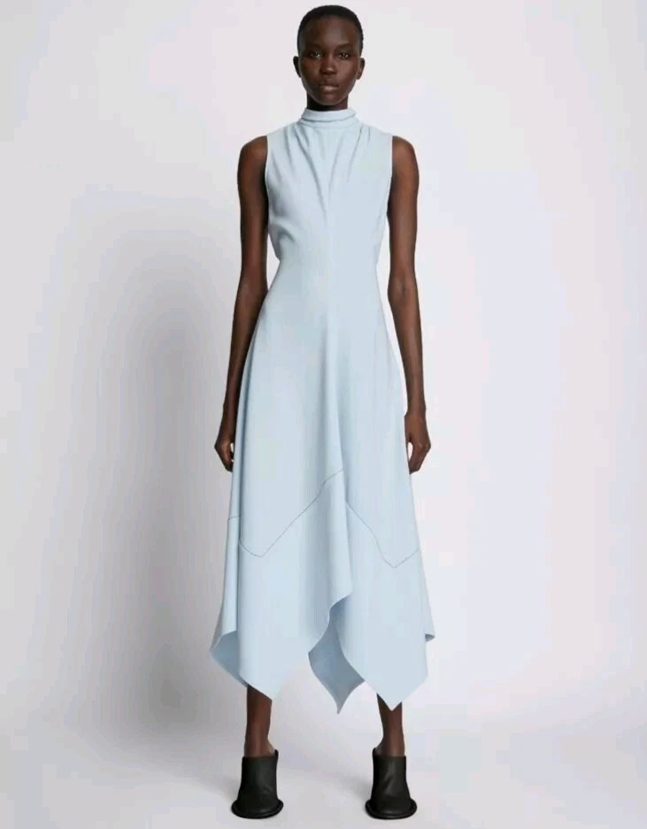 PROENZA SCHOULER Pañuelo Dobladillo Seda Georgette Vestido Azul Cielo EE. UU. 2 Org $1,199 Foto 1 de 4