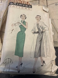 Vintage Butterick Schnittmuster 6529 Kleid & Staubmantel - Brustumfang 32 - - Bild 1 von 5