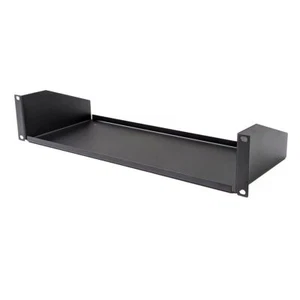 1U/2U 19''Black Shallow Rack Shelf - 181.5mm Deep - Picture 1 of 10