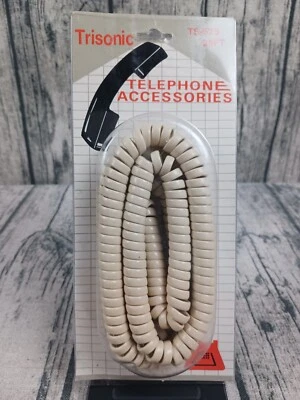Trisonic 25-ft Modular Coil Cord / Phone Cord (TS-625) Ivory - Brand New - Image 1 of 2