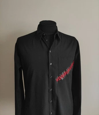 Camisa informal con logotipo de manga larga negra de algodón Dsquared para hombre talla IT 56 US 46 2XL Foto 1 de 4