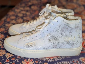 Anthropologie P448 Skate High-Top Nubuk Sneaker Gr. 38 weiß silber Surf später  - Bild 1 von 16