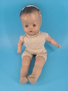Vintage Baby Puppe Zusammensetzung Markenlos Blau Schlafaugen 13 Zoll - Bild 1 von 13