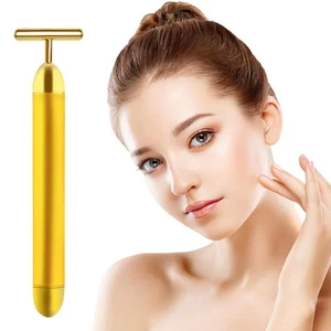 Face Massager Electric Beauty Bar 24k Golden Facial Massage Tool, T-Shape Ele... - Picture 1 of 9