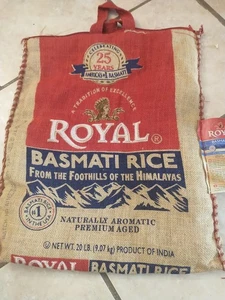 Royal Basmati Reis Sackleinen Tasche Beuteltasche Handtasche mit Griffen & Reißverschluss - Bild 1 von 7