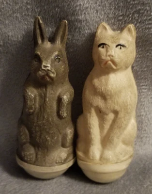 Figura de celuloide visculoide Roly Poly de conejo y gato de colección años 30/40 EE. UU. Foto 1 de 4