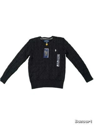 Polo Ralph Lauren Niños Negro Tejido con Cable Suéter Cuello Redondo Talla 6 Niños Niñas Foto 1 de 4
