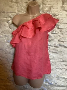 BNWT Coral Linen Mix One Shoulder Top Size 10 - Picture 1 of 7