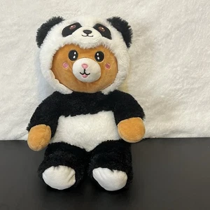 Teddybär Plüsch im Panda Kostüm mit Kapuze schwarz weiß 11 Zoll Stofftier Spielzeug - Bild 1 von 10