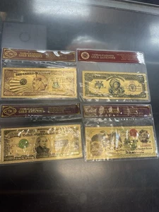 24k Gold Bill Notes Lot Of 5  U Get All 5 Selling As Is What U See U Get 🔥🔥🔥 - Picture 1 of 12