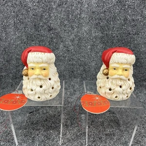 American Greetings Santa Claus 4”Tealight Holder Vintage Set Of 2 - Picture 1 of 9