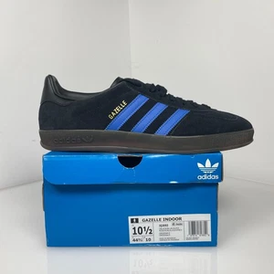 Adidas Mens Gazelle Indoor Style JQ2692 Size 10.5 Core Black Blue/Gum - Picture 1 of 7