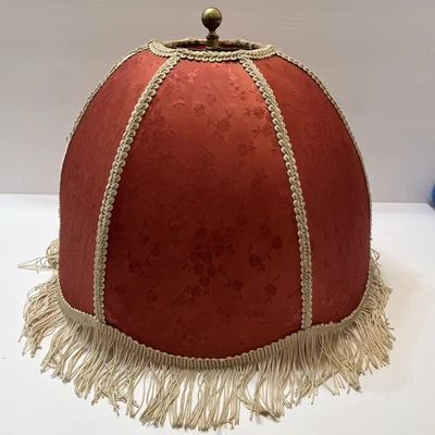 Lámpara domo jacquard floral estilo victoriano vintage pantalla vieira campana y flecos Foto 1 de 4