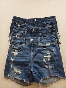 American Eagle Denim Jean Shorts Womens (26"-30" Waist) Cut-Off Stretch - Picture 1 of 16