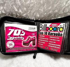 15 KARAOKE CD+G DISCS OLDIES, 70’S, 80’S, 90’S, THE BEATLES & CARRYING CASE - Picture 1 of 10