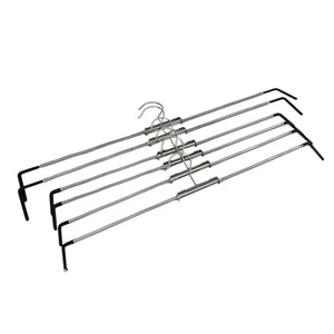 Set of 6 Spring Loaded Coat Hangers Chrome Wardrobe Hanging Rubber Ends - Picture 1 of 10