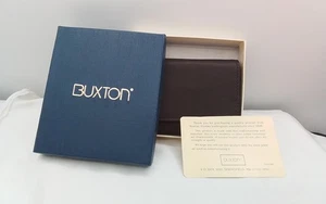 BUXTON BRAUNE DREIFACH FALTBARE GELDBÖRSE VINTAGE NOS NEU IM KARTON UNBENUTZT WEICHES LEDER HERREN - Bild 1 von 16