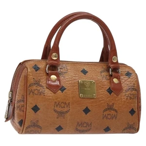 MCM Logogram Vicetos Hand Bag PVC Leather Brown Gold Auth 131735 - Picture 1 of 20