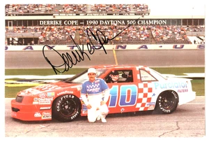 NASCAR Derrike Cope Promotion Program Card 9x6 handsigniert laminiert - Bild 1 von 2