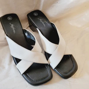 Women's Shoes Sandals Heels Black-White by Fanfares Size 8.5, New in Box - Picture 1 of 9