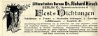Dr. Richard Hirsch Berlin LITTERARISCHES BUREAU Historische Reklame von 1896