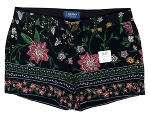 NEW Old Navy ~ Women's Size 2 Black Floral Flat Front Mid-Rise Chino Shorts - Picture 1 of 18