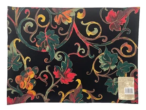 NWT Trendex Home Designs Placemats Scroll Leaf Chianti Black 17"x25" (Set of 7) - Picture 1 of 4