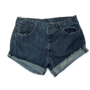 LEVIS 501 CUTOFF JEANS PANTALONCINI taglio 36 MISURATO margherita duchi vita alta orlo grezzo - Foto 1 di 6