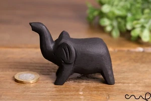 Handmade Black Wooden Elephant Hand Carved Gift Home Ornament Animal Figurine LG - Picture 1 of 8