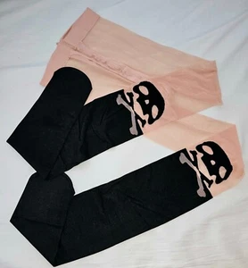 Skull Tights opaque legs. Size 10-14 nice quality, mock stockings Halloween Goth - Picture 1 of 6