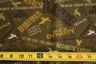 32" Long, Duck-Dynasty Sayings on Greenish-Brown Cotton, Spring Creative, N3303 - Image 1 of 4