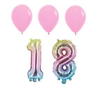 Number 18 Colorful Balloon 32" Foil Mylar 3 Pink Latex Balloons