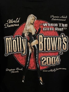 VTG Molly Browns Shirt Mens L Black 2004 Strip Club Promo Pin Up Stripper Y2K - Bild 1 von 5