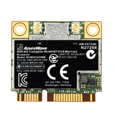 Azurewave AW-CE123H Broadcom BCM94352 802.11ac WiFi card+Bluetooth 4.0 for MAC - Image 1 of 4