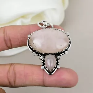 Rose Quartz Gemstone Healing Pendant Stylish 925 Sterling Silver Pendant Gift - Picture 1 of 5