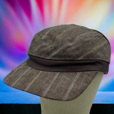 Victor Osborne Stripe Beige Tan Tweed Men 5 Panel Newsboy Cap Hat Medium Fitted