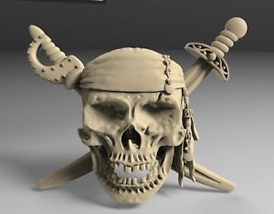 3D STL Model PIRATE SKULL for CNC Router 3D Print Engraver Carving Aspire Artcam