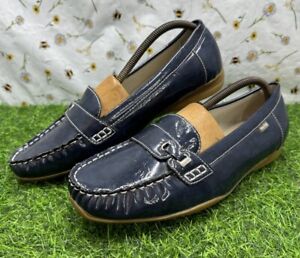 Van Dal ‘Dearest’ Extra Wide Flat Shoes UK 9 Leather Loafers Slip On Navy